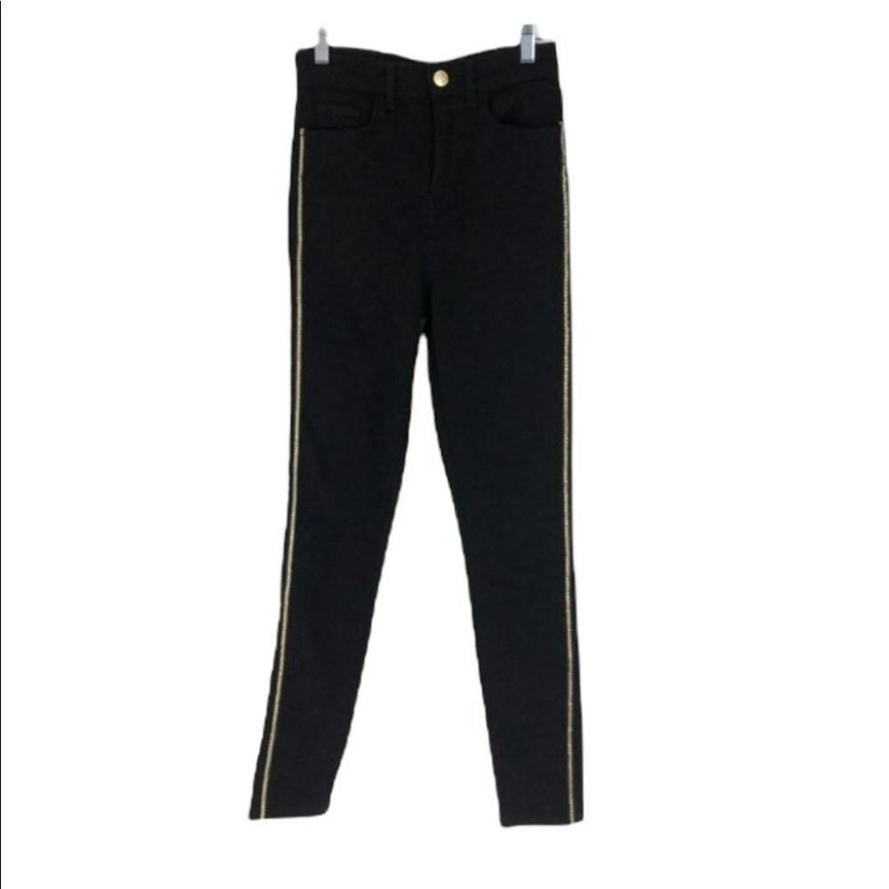 Zara Black gold trimmed skinny jeans size 4